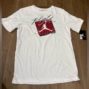 Jordan White Tee with Red Logo